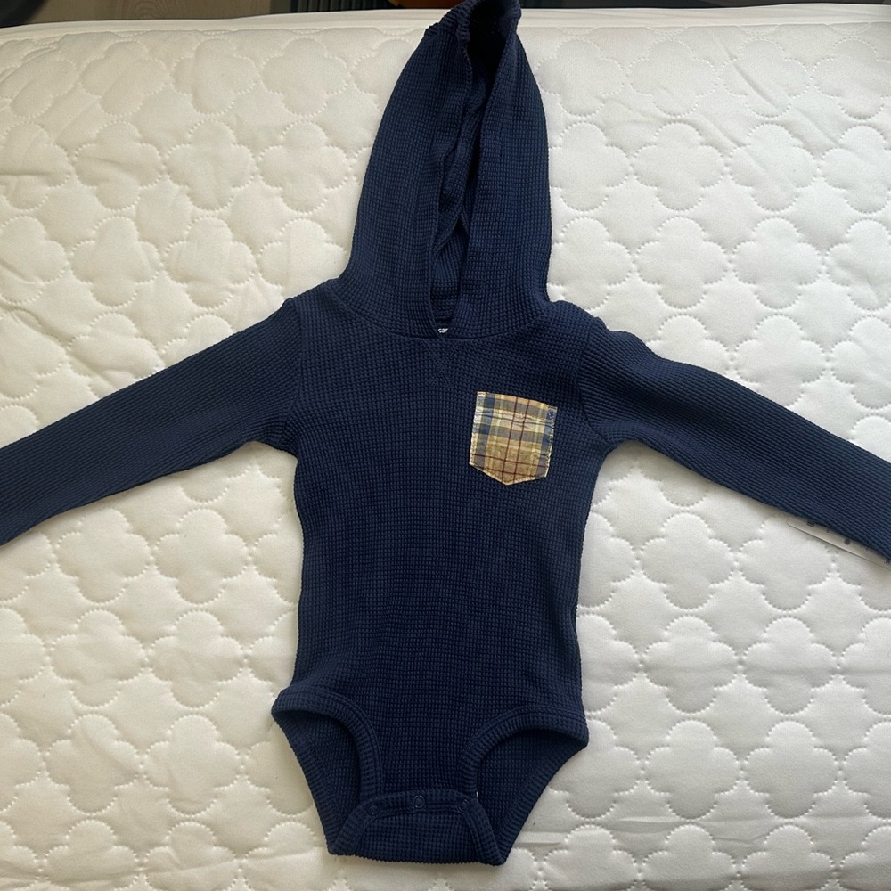 Carter's Navy Bodysuit with Plaid Pocket